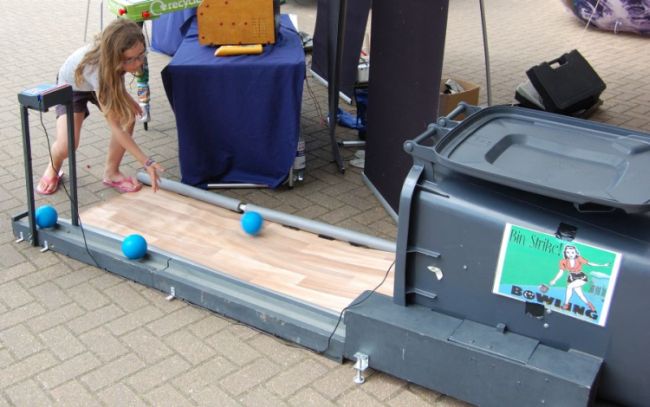 bin strike bowling at wildfowl and wetlands trust sustainability weekend