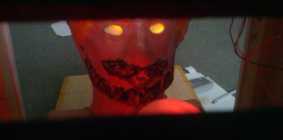 View of Fortune Teller through viewing slot - under construction