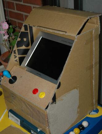card board prototype for waste binvaders cabinet